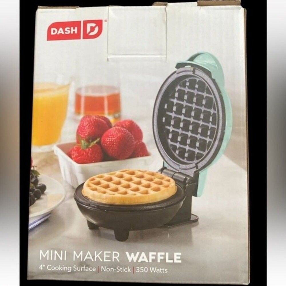Dash Mini Portable Electric Waffle Maker - Aqua green 4 Inch Cooking Surface